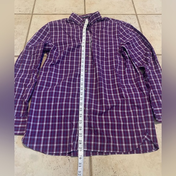 Arnold Palmer Men's Plaid Button-Down Shirt, Purple/Blue, Size M (15.5) - Picture 5 of 5
